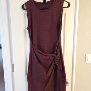 Nordstrom Trouve asymmetrical hem shift dress, maroon, sz M